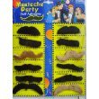 Pack Of 12 Self Adhesive Assorted Coloured Moustaches. Tashes Multipack