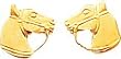 14K Yellow Gold Horse Head Stud Earrings Jewelry New