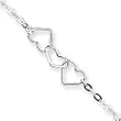 Sterling Silver Solid Fancy Heart Link Anklet - 9 Inch - Lobster Claw