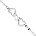 Sterling Silver 10inch Solid Polished Fancy Heart Link Anklet