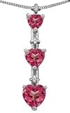 Heart-Cut Pink Topaz Three-Stone Gemstone Pendant