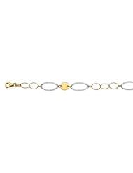 CleverEves 14K Gold Two-Tone Textured Hoop Link Bracelet
