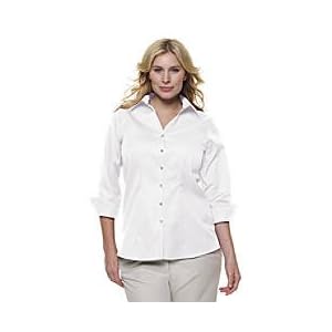 Buy Ladies Plus Size 3 4-sleeve No Iron Pinpoint Split-neck Shirt by Lands' End