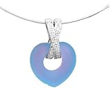 14K Blue Topaz Heart & Diamond X Necklace