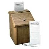 Vertiflex Products 50007 Wood Suggestion Box, Medium Oak Finish, 7-3/4W X 7-1/4D X 9-3/4H
