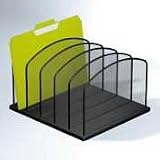 Safco 3256BL Mesh Desk Organizer, Five Upright Sections, Black
