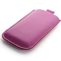 OLIVIASPHONES 5800 NOKIA MOBILE PHONE QUALITY VERTICAL PINK POUCH WITH PULL TAB RELEASE MECHANISM