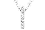 1/10 Carat Diamond 18K White Gold Charm Holder Pendant w/Chain