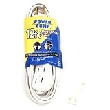 Power Zone 770602w Extension Cords indoor Household 16/2 Spt-2, 12' White