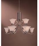 Agilis Collection 9-Light 32 Brushed Nickel Chandelier with Lamina Blanca Glass 1818-84