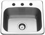 Kindred S1719-80ML Stainless Steel Self-Rimming Bar Sink 17 x 19-1/8 x 8