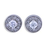 Review   / 14k White Gold Cluster Diamond Earrings Studs (H-I, I, 0.62 cttw)