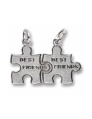 Rembrandt Charms, Best Friend Puzzle Charm in Solid Sterling Silver or Gold, Engravable