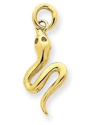14k Gold Solid Polished Snake Charm