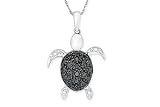 1/3 Carat Black and White Diamond 14K White Gold Sea Turtle Pendant