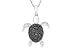 1/3 Carat Black and White Diamond 14K White Gold Sea Turtle Pendant