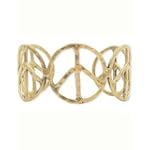 Gold Metal Hammered Peace Sign Cuff Bracelet