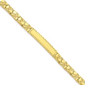 14k 7mm Nugget ID Bracelet - 8 Inch - Box Clasp - JewelryWeb