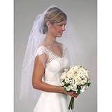 Darice VL3043 Cut Edge Wedding Veil with Comb, 24-Inch, White