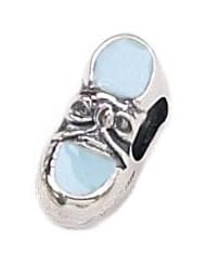 Genuine Zable (TM) Product. 925 Sterling Silver Blue Baby Shoe Charm. 100% Satisfaction Guaranteed.