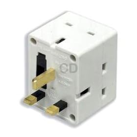 3 Way 13 Amp UK Mains Fused Adaptor