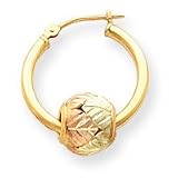 14K Hoop with 10k Tri-Color Black Hills Gold Ball Earrings