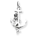 Sterling Silver Antiqued Mermaid on Anchor Pendant