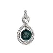 14k White Gold, Diamond & Tahitian Black Pearl Pendant (0.22ctw)