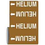 Medical Gas Pipe Markers-on-a-Roll (White on Brown; HELIUM; Roll Mounted; 3/4