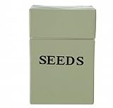 small metal seed box - moss green colour - 6cm D x 8.5cm W x 12.5cm H