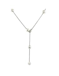 Sterling silver 8-8.5mm white freshwater cultured pearl "SmartPearl" lariat necklace, 30"