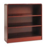 Office Products : Radius Corner Wood Veneer Bookcase, Three-Shelf, 36 High, Cherry (ALE23661)