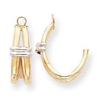 14k Two-tone Polished Double J-Hoop Earrings Jackets - JewelryWeb