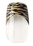 Party Nails Pre-glued Nail Set 12pc Short Length Black & Golden (Tiger)