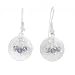 Round Brushed Satin Disc Dangle Earrings in Sterling Silver with Iolite Gemstone Beads, #7939