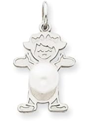 Genuine IceCarats Designer Jewelry Gift 14K White Gold Girl 7X5 Oval Cultured Pearl-June