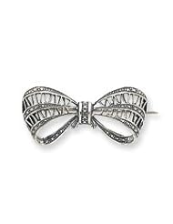 Sterling Silver Antiqued Open Design Bow Pin