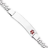 Sterling Silver Non-enameled Medical ID Curb Link Bracelet