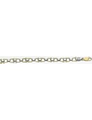 8mm Fancy Two Tone Gold Link Bracelet 9"