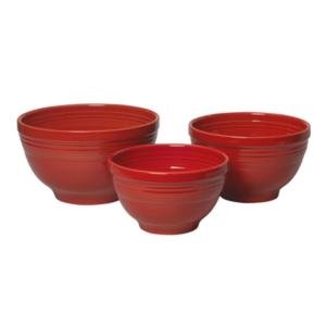 Homer Laughlin 967326 Fiesta Scarlet 3-Piece Prep Baking Bowl Set - 2 Sets / CS