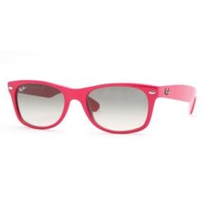 Ray-Ban RB2132 New Wayfarer Sunglasses,Fuscia Frame/Crystal Grey Gradient Lens,52 mm