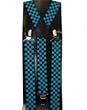 Outer Rebel Fashion Suspenders- Turquoise & Black Mini Check