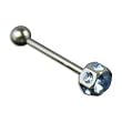 316 Surgical Stainless Steel Barbell with Light Blue CZ Sold as a Pair