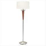 Floor Lamp in Brushed Steel and Wood