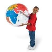 Inflatable Labeling Globe; Incl:Repair kit, activity guide, and hook and string for hanging display