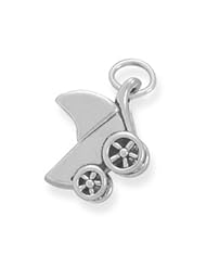 Sterling Silver Small Baby Carriage Charm