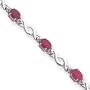 14k White .05c Rubies Swirled Links Diamond Ruby Bracelet - 7 Inch - Box Clasp - JewelryWeb