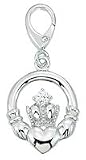 Genuine Zable (TM) Product. 925 Sterling Silver CZ Claddagh Clip-on Bead Charm. 100% Satisfaction Guaranteed.