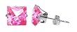 6 MM Princess Cut Pink Cubic Zirconia .925 Sterling Silver Post Stud Earrings 6 MM Princess Cut Pink Cubic Zirconia .925 Sterling Silver Post Stud Earrings