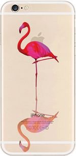 iPhone 6 Plus Case, DECO FAIRY® Protective Case Bumper[Scratch-Resistant] [Perfect Fit] Translucent Silicone Clear Case Gel Cover for Apple iPhone (double flamingo for iPhone 6 Plus)